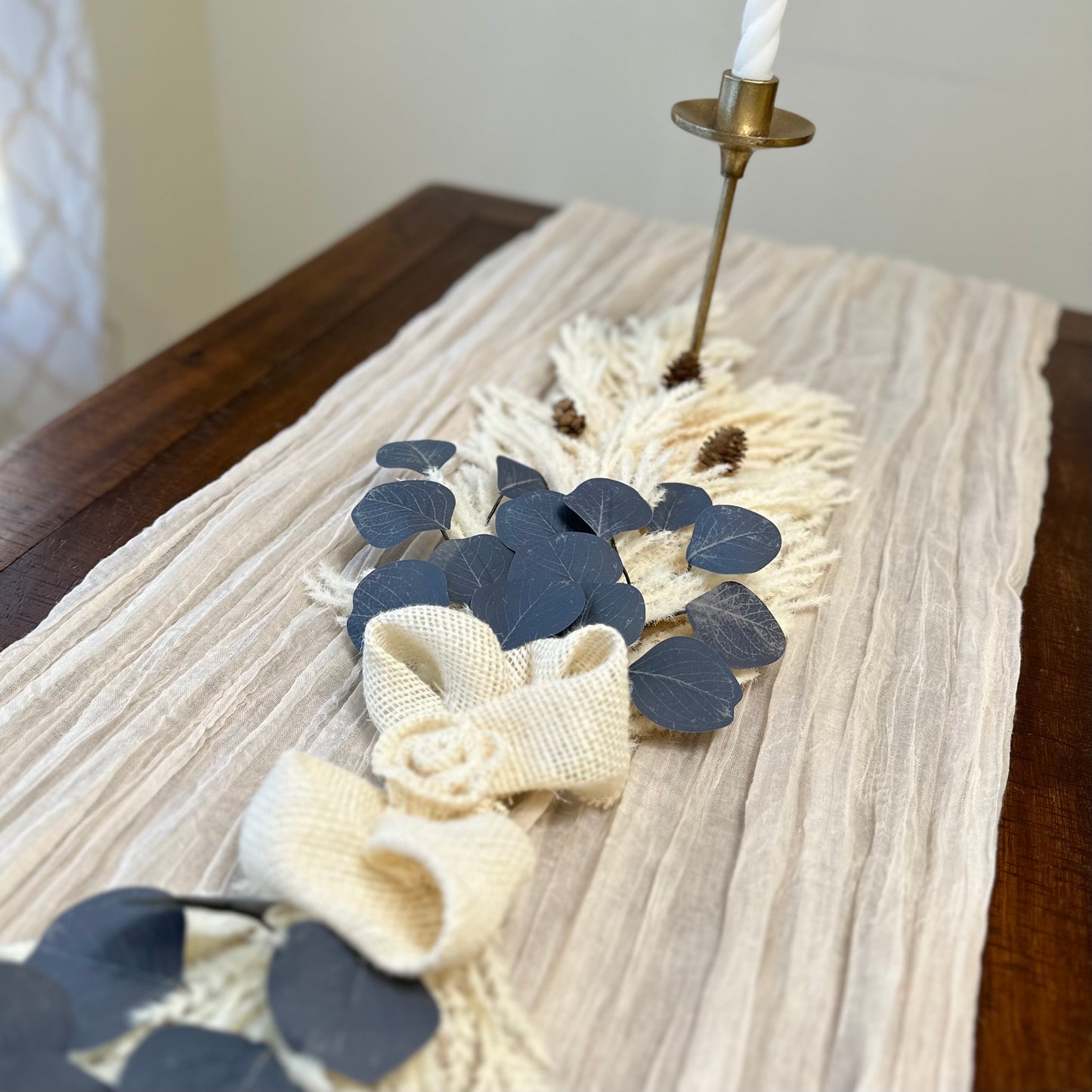 Pampas & Blue Eucalyptus Mantle/Table Piece