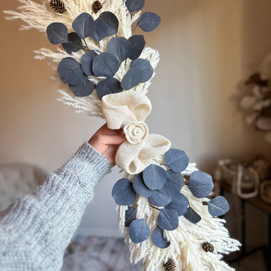 Pampas & Blue Eucalyptus Mantle/Table Piece